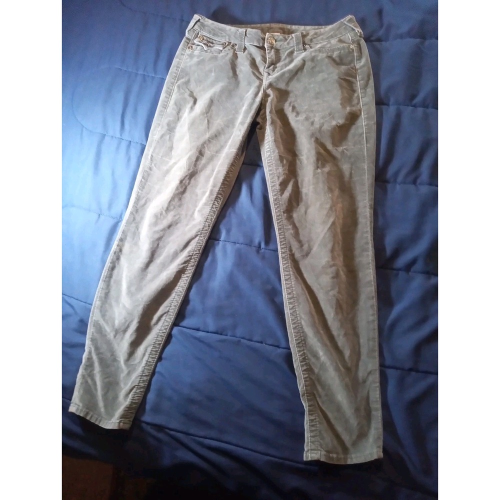 True Religion Jeans Womens 32 Gray Misty Skinny Flap Pocket‎ Low Dark